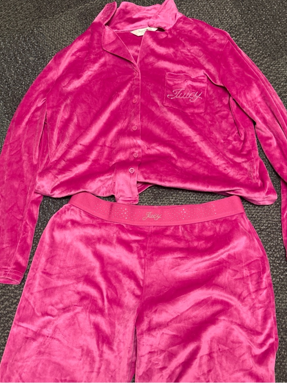 Juicy Couture Hot Pink Velour Pajama Set